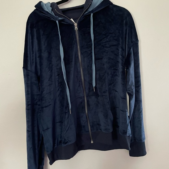 Lularoe Cozy Bethany Navy Velour Hoodie XL-NEW - Picture 2 of 6
